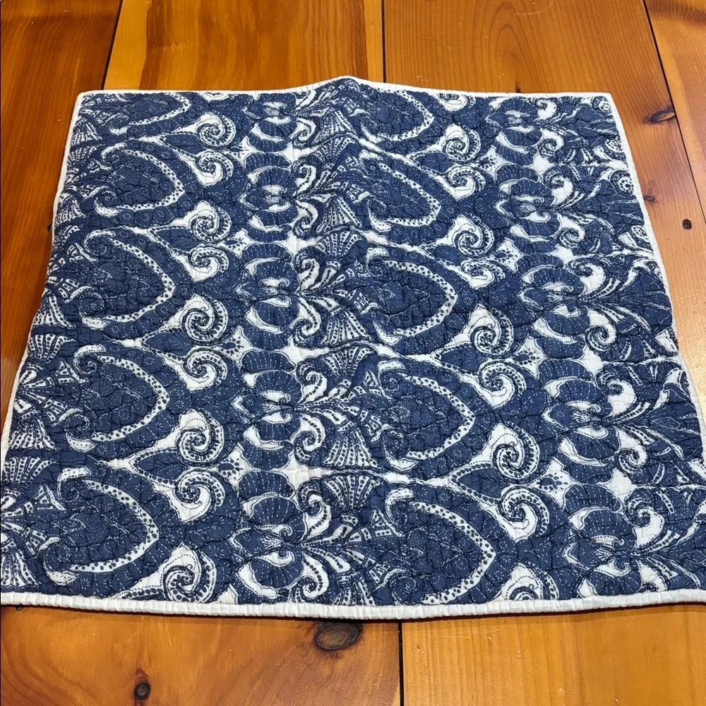 Set/2 POTTERY BARN *Euro* Navy Blue Quilted Pillow Shams Covers